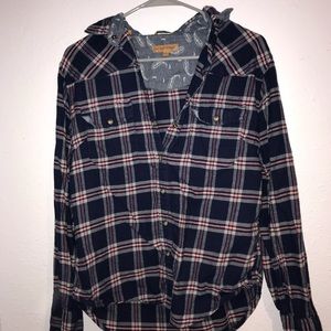 Jacks Girlfriend red white and blue flannel